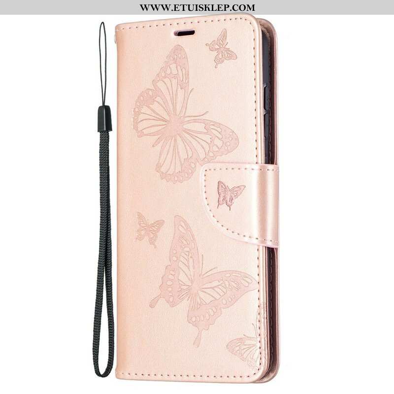 Etui Folio do Samsung Galaxy S21 FE Motyle W Locie Z Smyczą